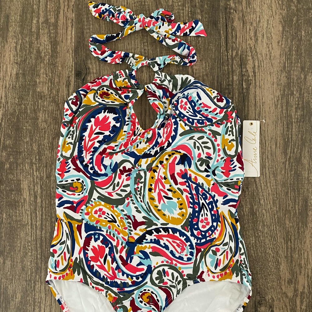 Anne Cole NEUTRAL Paisley-Print One-Piece Swimsuit, US Size 12